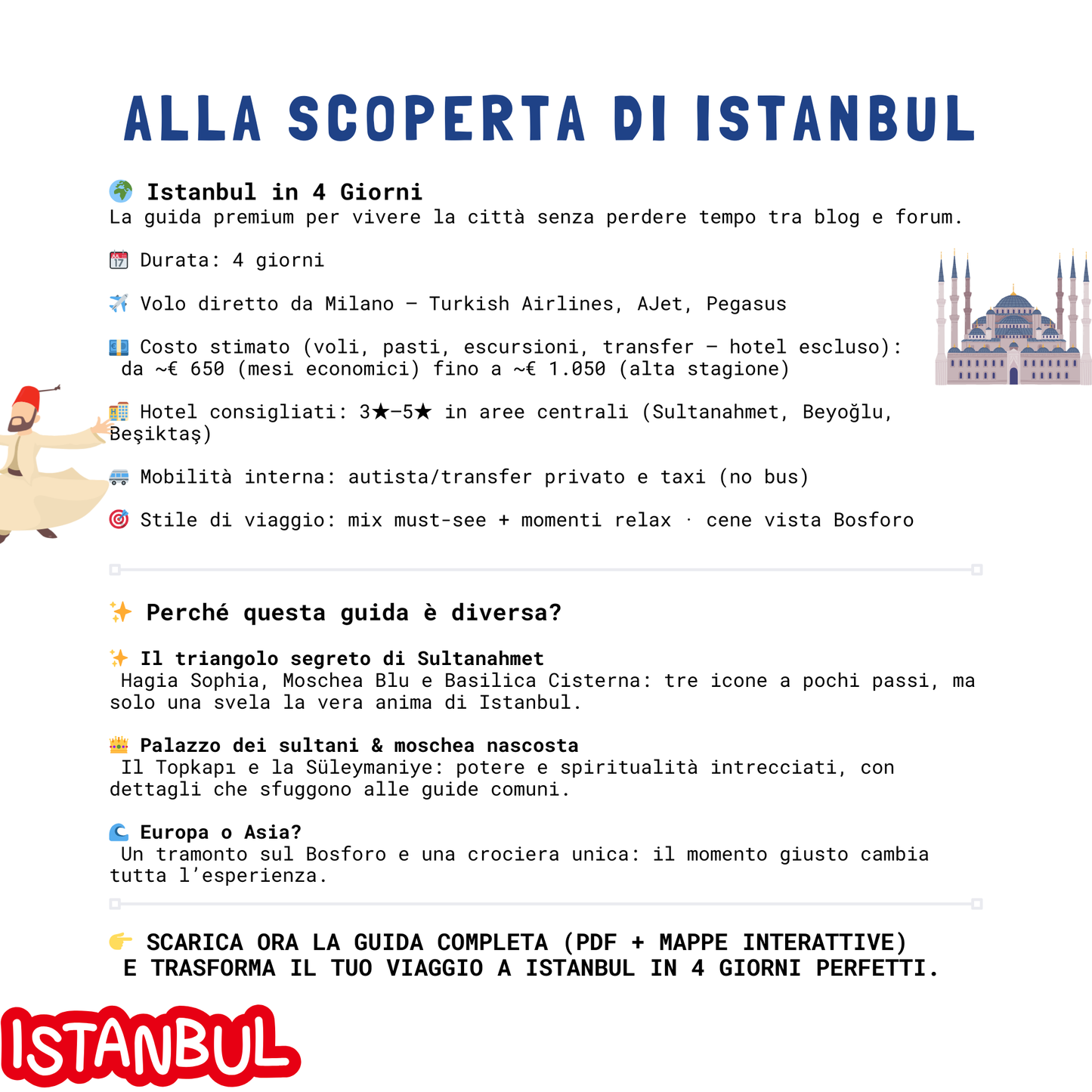 Istanbul in 4 giorni: la guida premium da scaricare